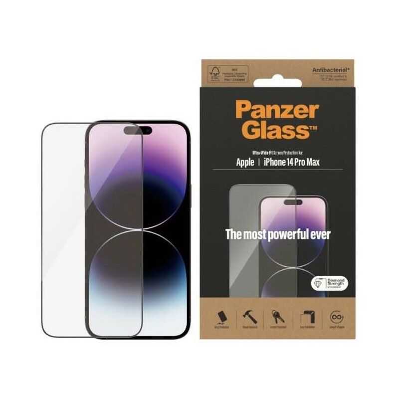 Szkło hartowane PANZERGLASS Ultra-Wide Fit AntiBacterial do Apple iPhone 14 Pro Max