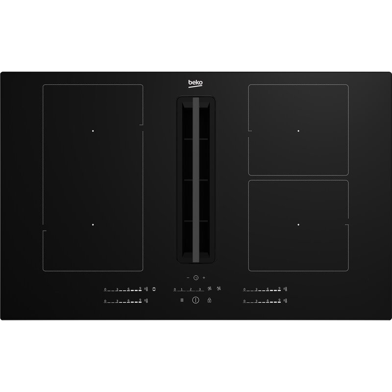 Płyta indukcyjna z wbudowanym okapem BEKO HIXI84700UF łączenie pól - IndyFlex PowerManagement 80cm Czarny
