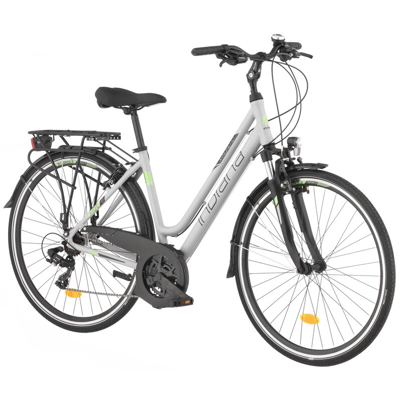 Rower trekkingowy INDIANA X-Road 1.0 D19 28 cali damski Szaro-zielony