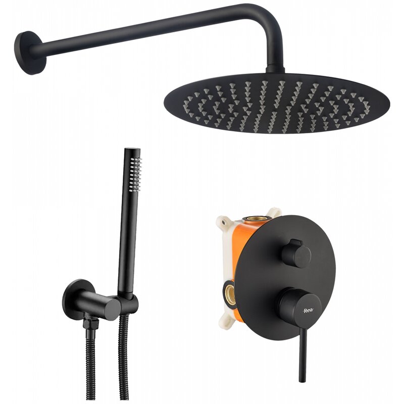 Zestaw prysznicowy podtynkowy REA P4100 Lungo z deszczownicą Czarny