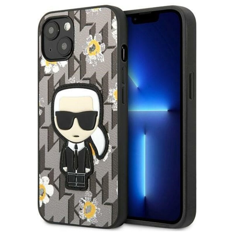 Etui KARL LAGERFELD Flower Ikonik Karl do Apple iPhone 13 Mini Szary