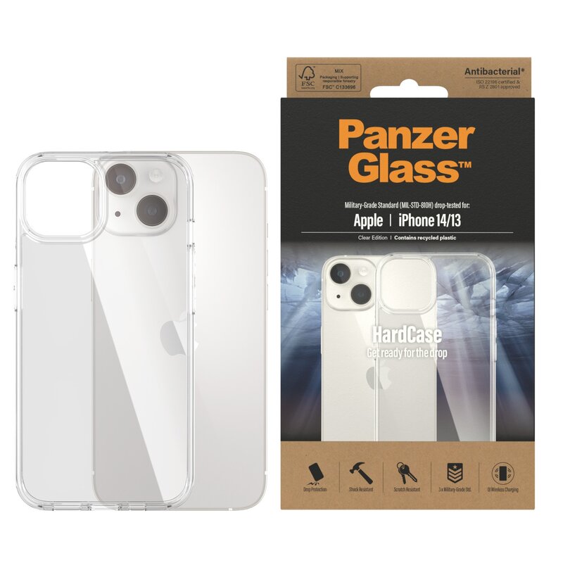 Etui PANZERGLASS HardCase Antibacterial Military Grade do Apple iPhone 13/14/15 Przezroczysty