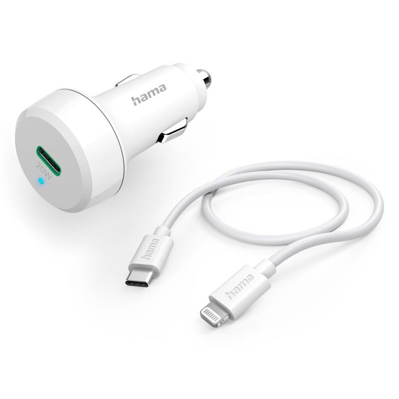 Ładowarka samochodowa HAMA PD/Qualcomm 20W + Kabel Typ-C - Lightning