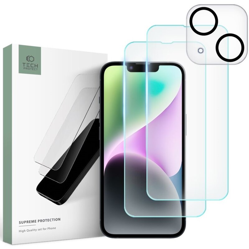 Szkło hartowane TECH-PROTECT Supreme Set do Apple iPhone 14 (3szt.)
