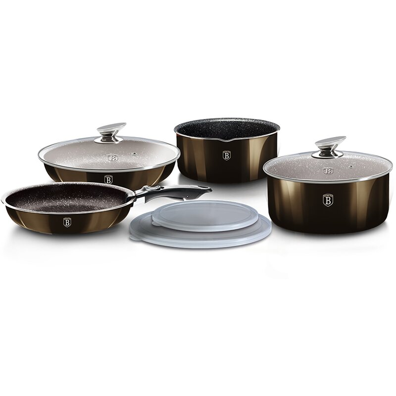 Zestaw garnków BERLINGER HAUS Shiny Black BH-7042 (9 elementów)