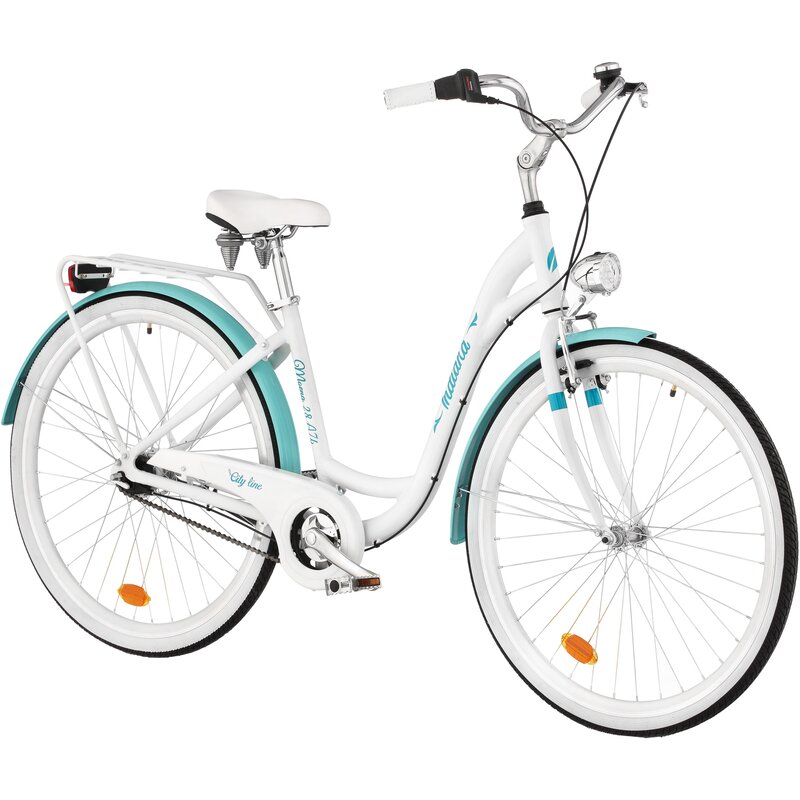 Rower miejski INDIANA Moena A7B 28 cali damski Biało-lazurowy 2025