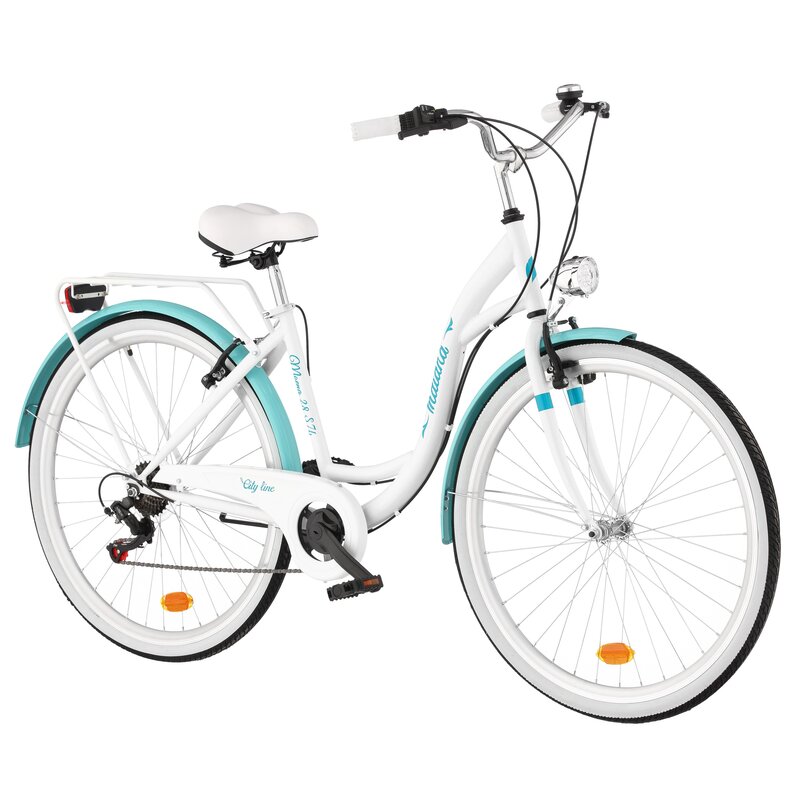 Rower miejski INDIANA Moena S7B 28 cali damski Biało-lazurowy 2025