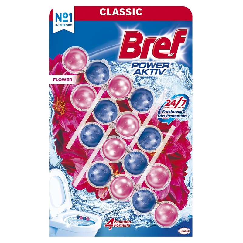 Kostka do WC BREF Power Aktiv Świeże kwiaty 4x50g