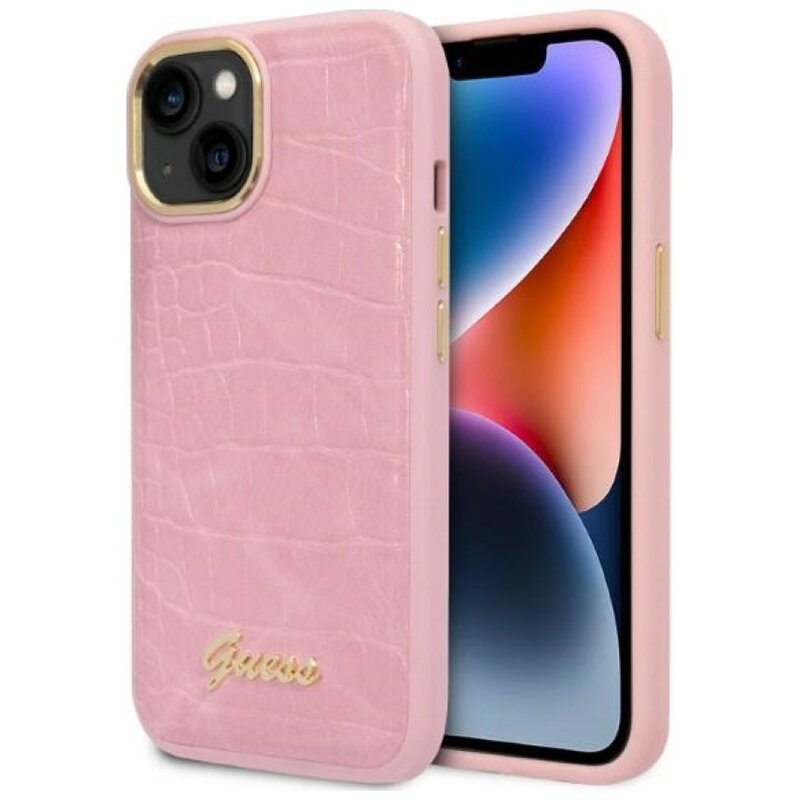 Etui GUESS Croco Collection do Apple iPhone 14 Plus Różowy