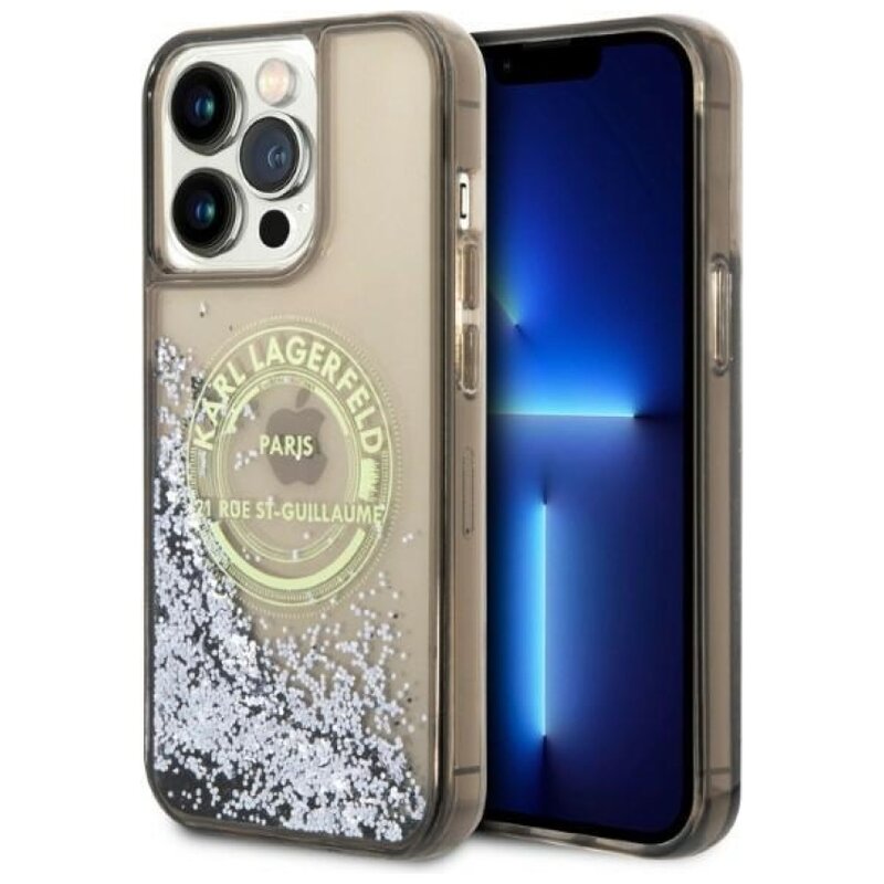 Etui KARL LAGERFELD Liquid Glitter RSG do Apple iPhone 14 Pro Max Czarny