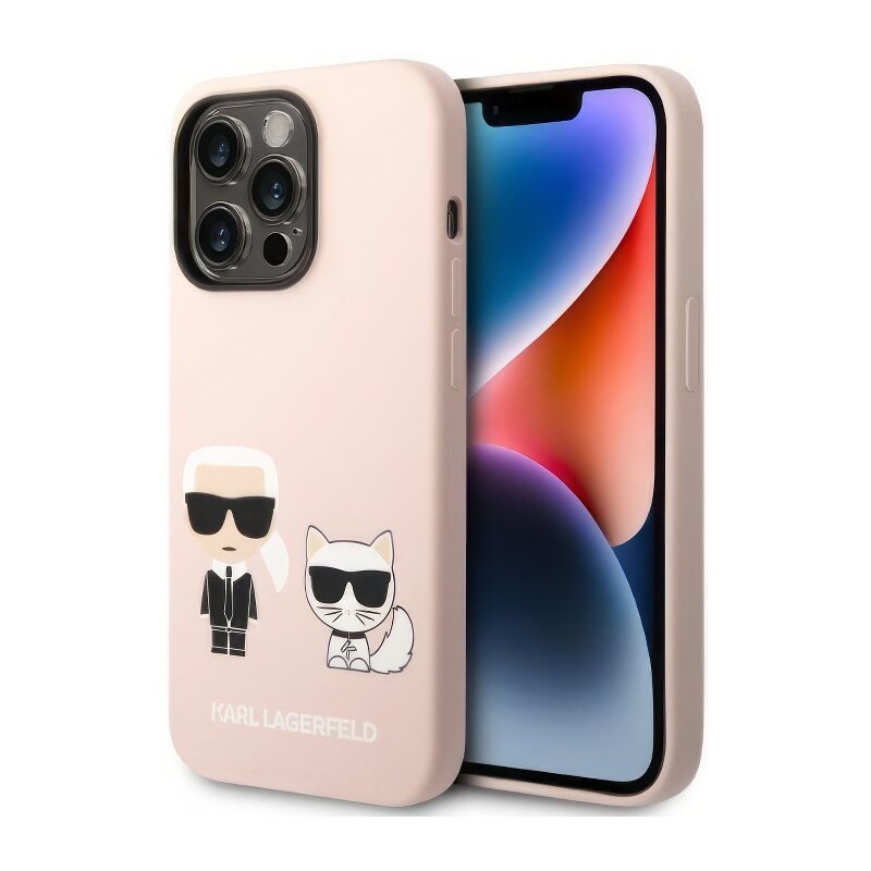 Etui KARL LAGERFELD Silicone Karl & Choupette MagSafe do Apple iPhone 14 Pro Max Jasnoróżowy