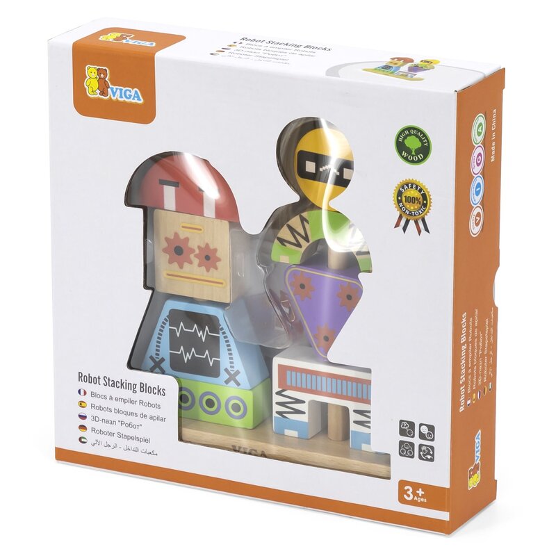 Klocki drewniane VIGA Roboty 44652