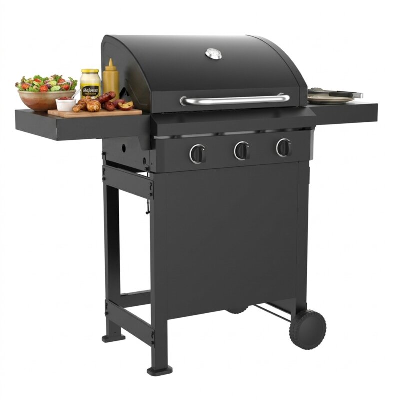 Grill ogrodowy gazowy LANDMANN Rexon New 3.0 01573 Czarny 13.95 kW 65 x 40 cm
