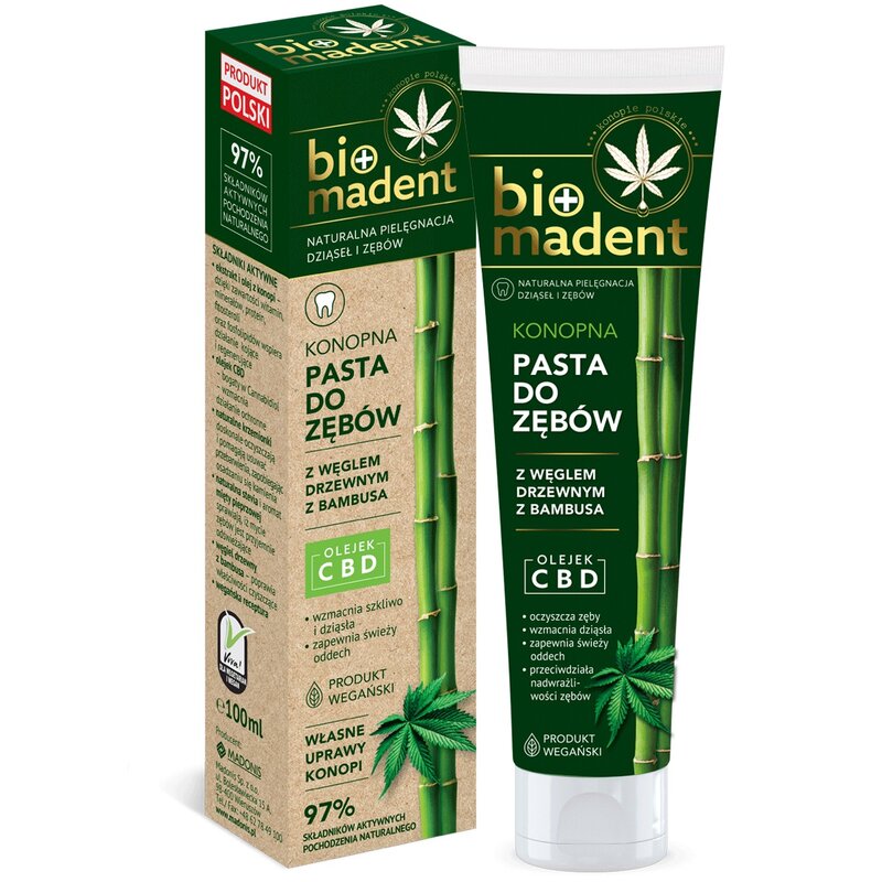 Pasta do zębów BIO MADENT Konopna z węglem drzewnym bambusowym 100 ml