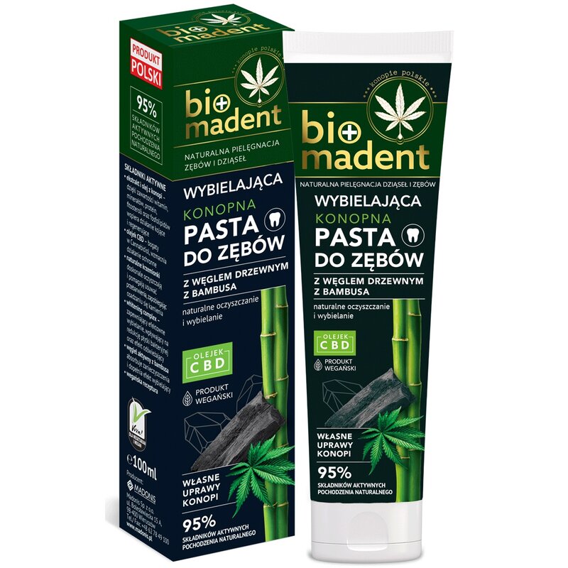 Pasta do zębów BIO MADENT Konopna z węglem drzewnym bambusowym 100 ml