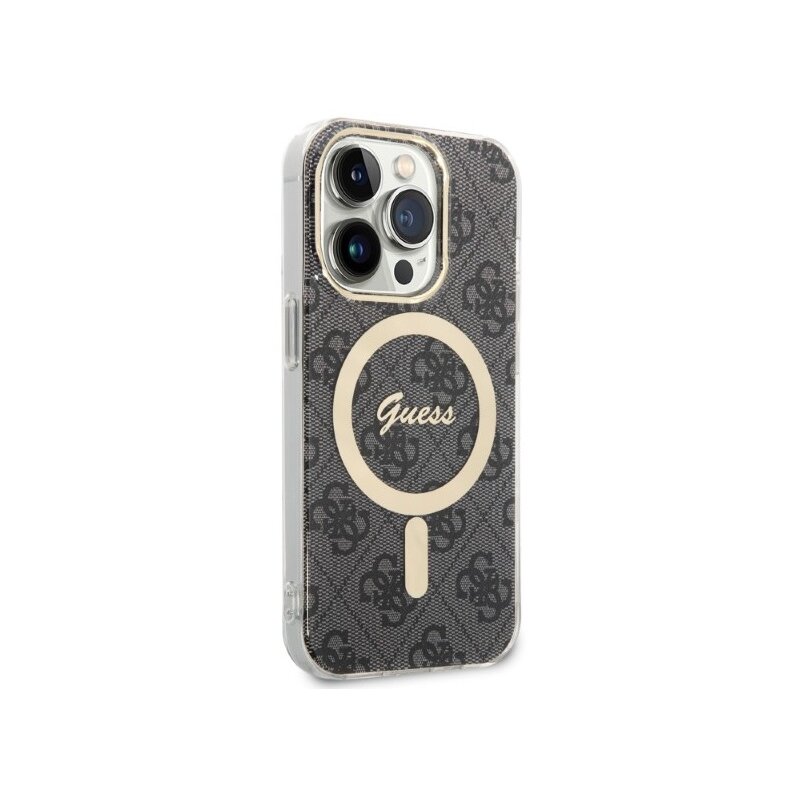 Etui GUESS 4G Print do Apple iPhone 14 Pro Max Czarny + Ładowarka MagSafe