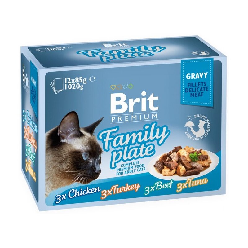 Karma dla kota BRIT Premium Family Plate Mix smaków (12 x 85 g)