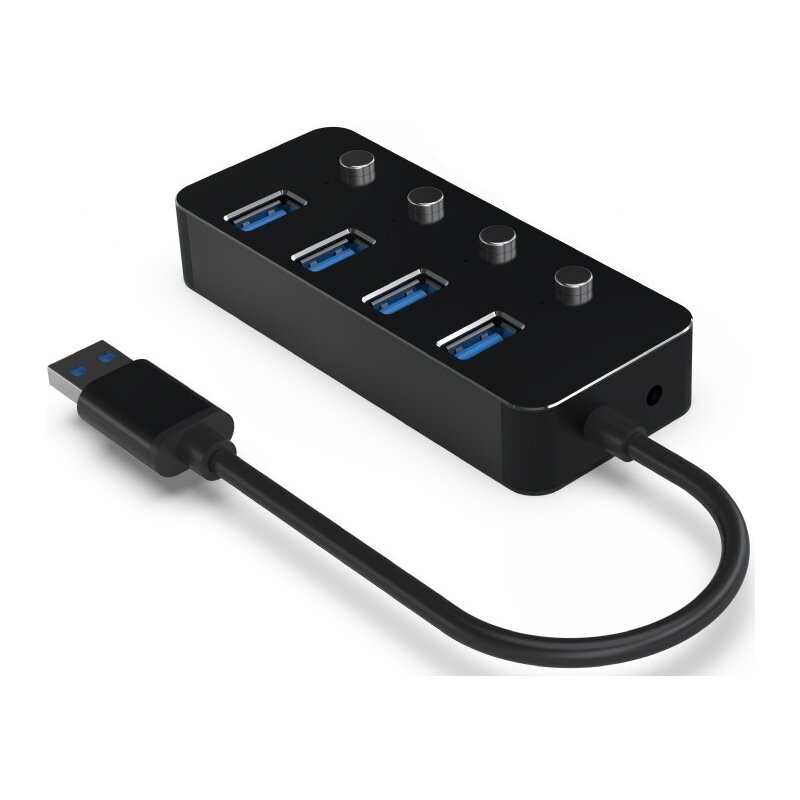 Gembird HUB 4-portowy USB 3.1 (Gen 1) z przełącznikami czarny