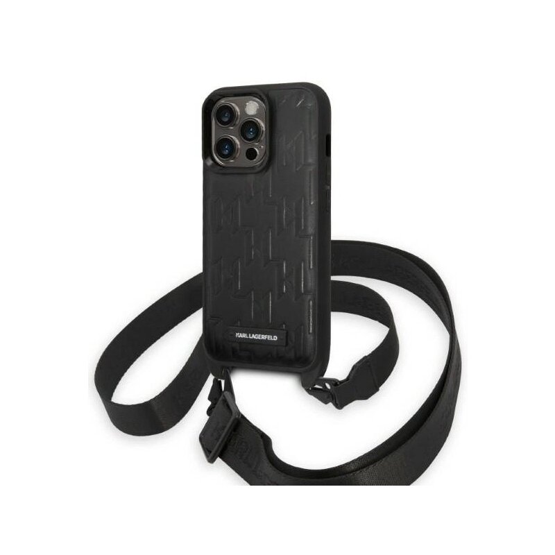 Etui KARL LAGERFELD Monogram Plaque Logo Strap do Apple iPhone 14 Pro Czarny
