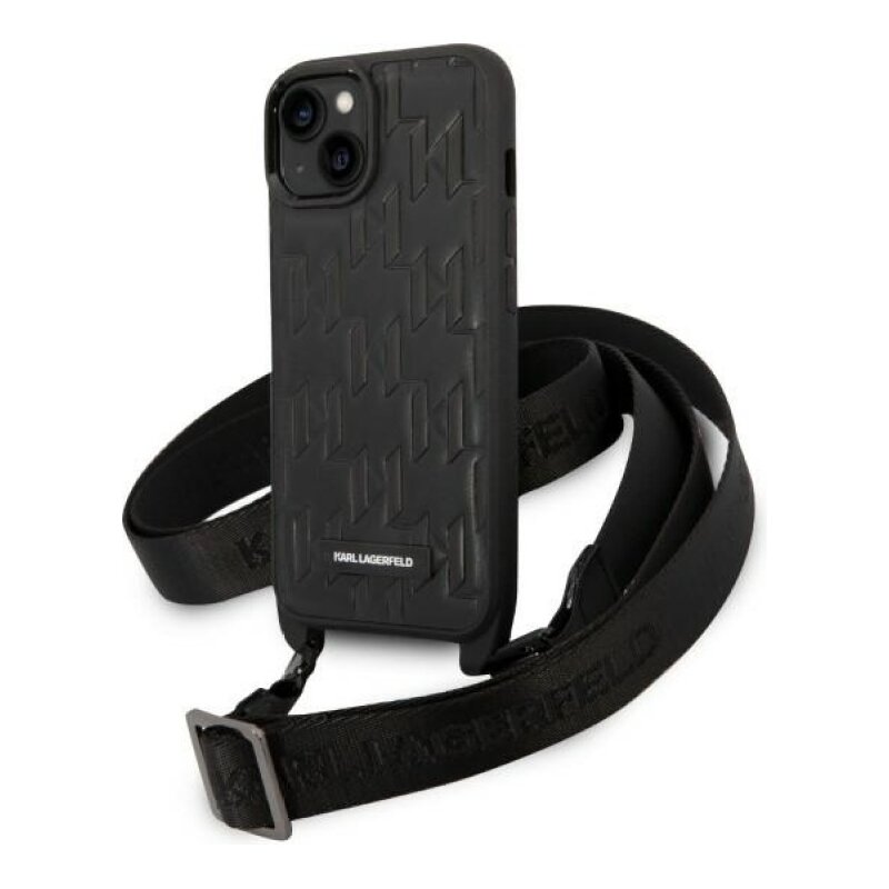 Etui KARL LAGERFELD Monogram Plaque Logo Strap do Apple iPhone 13/14/15 Czarny