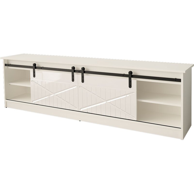 Szafka RTV GRANERO 200x56,7x35 biały/biały połysk