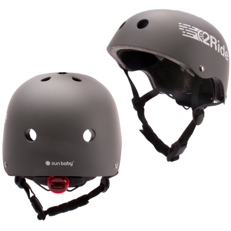 Kask SUN BABY Tracker Love 2 Ride Szary dla Dzieci z lampką (rozmiar S)
