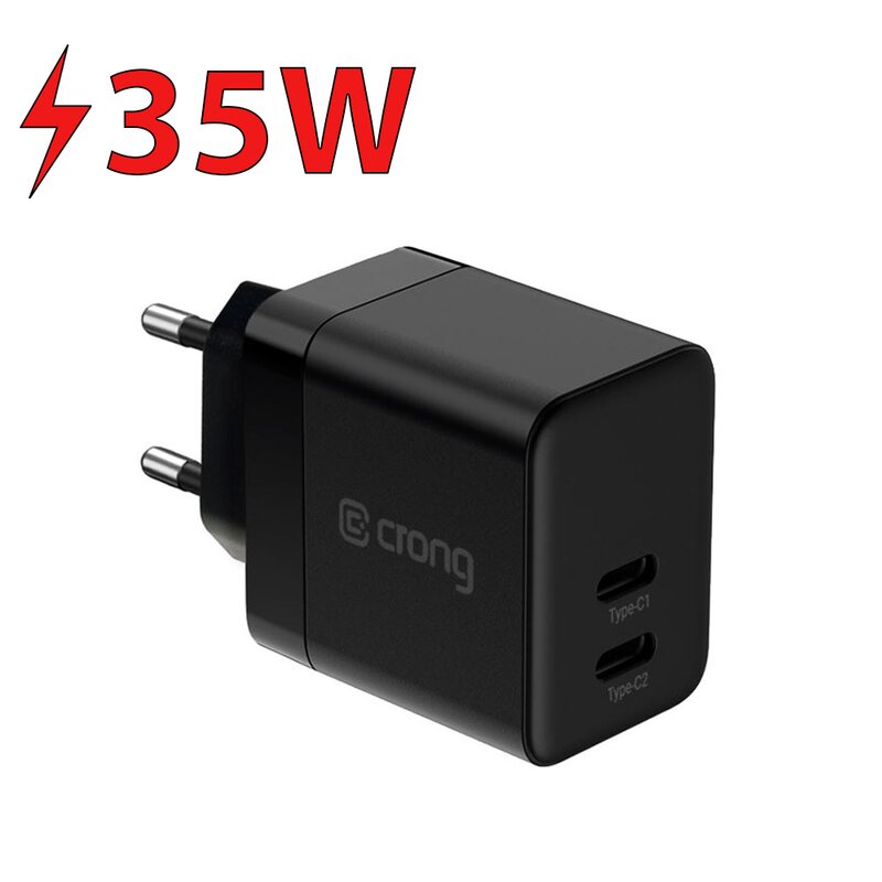 Ładowarka sieciowa CRONG Ultra Compact GaN 35W Czarny ładowarka do telefonu USB-C