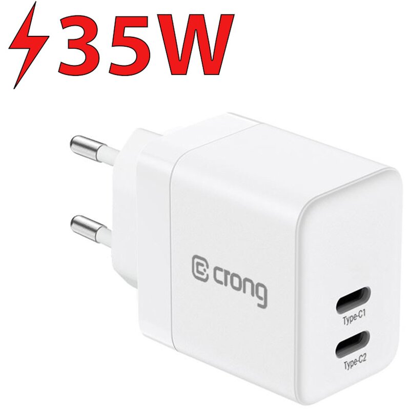 Ładowarka sieciowa CRONG Ultra Compact GaN 35W Biały ładowarka do telefonu USB-C