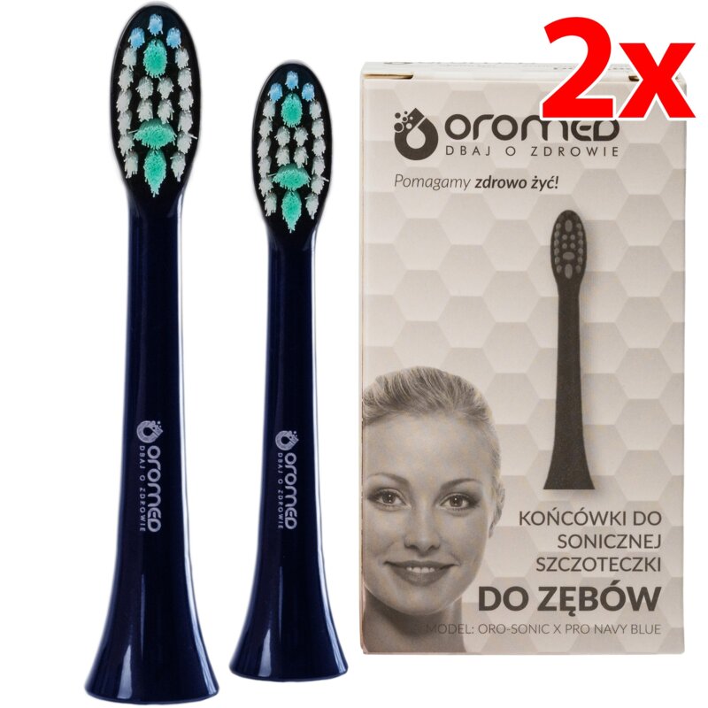 Oryginalna końcówka szczoteczki OROMED Oro-Sonic X Pro Niebieski (2 sztuki) (Wybielanie zębów)