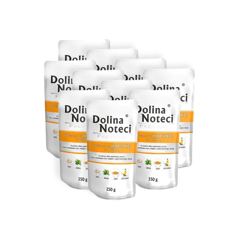 Karma dla psa DOLINA NOTECI Premium bogata w kaczkę z dynią 10 x 150 g