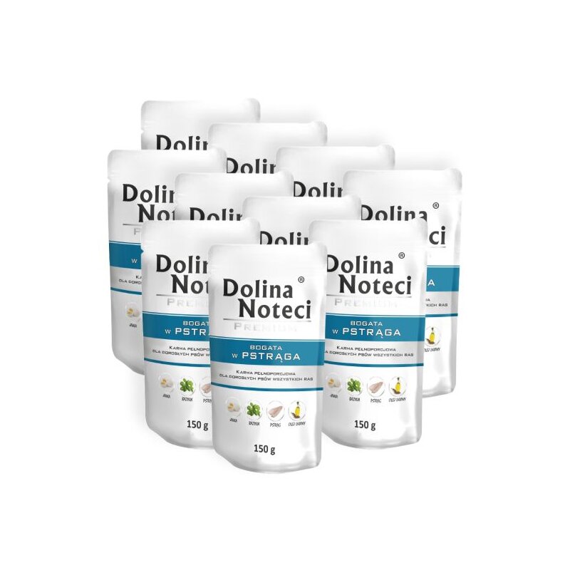 Karma dla psa DOLINA NOTECI Premium bogata w pstrąga 10 x 150 g