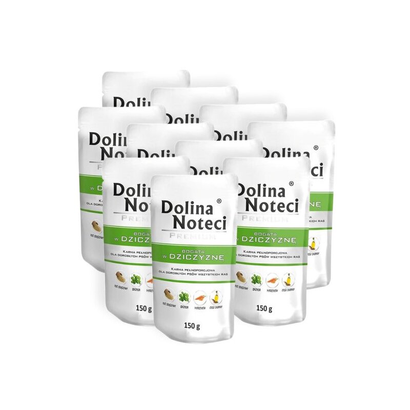 Karma dla psa DOLINA NOTECI Premium bogata w dziczyznę 10 x 150 g