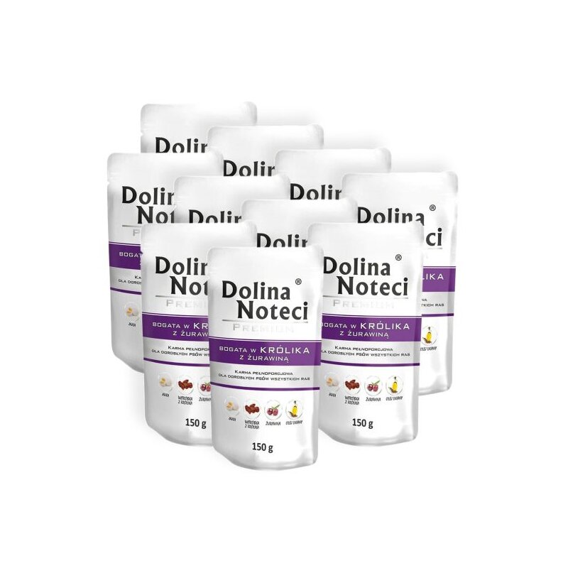 Karma dla psa DOLINA NOTECI Premium bogata w królika z żurawiną  10 x 150 g