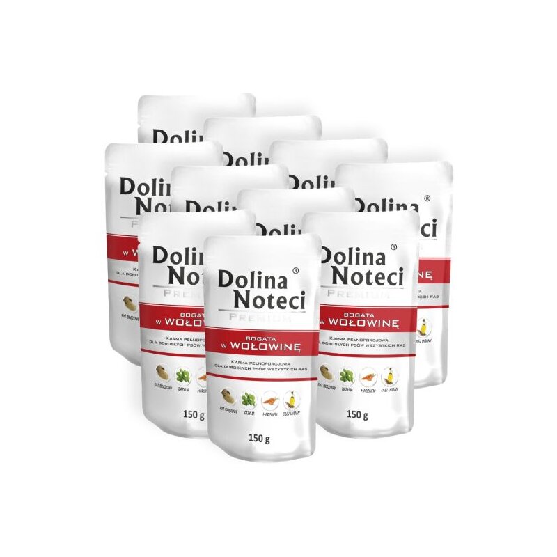 Karma dla psa DOLINA NOTECI Premium bogata w wołowinę 10 x 150 g