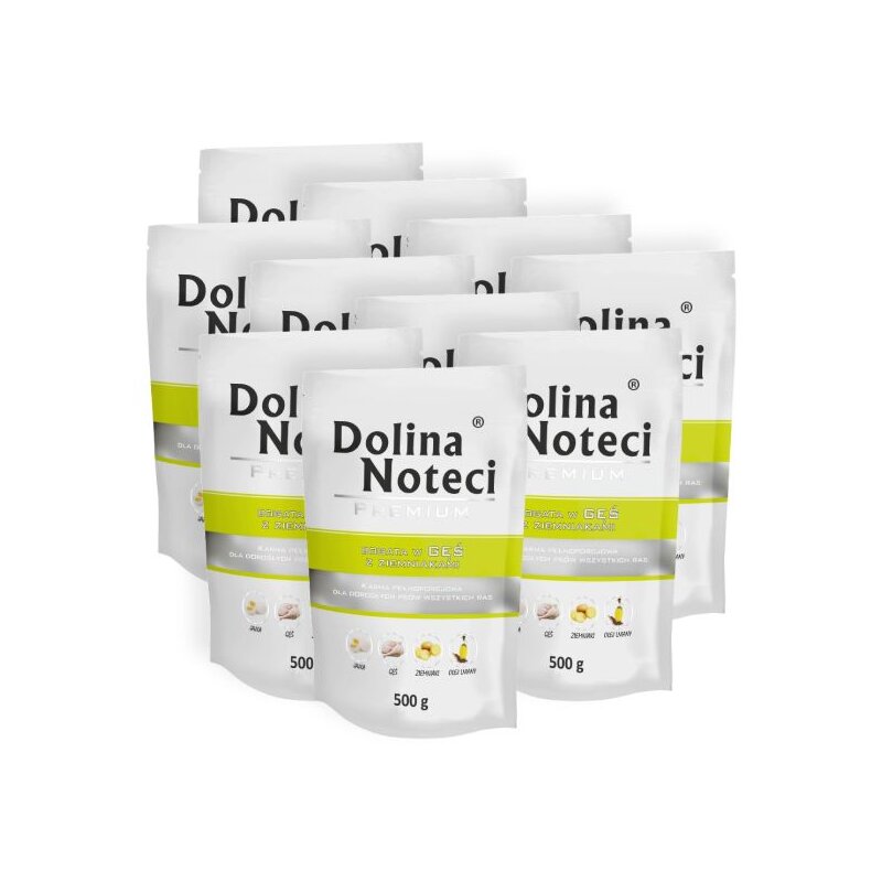 Karma dla psa DOLINA NOTECI Premium bogata w gęś z ziemniakami 10 x 500g