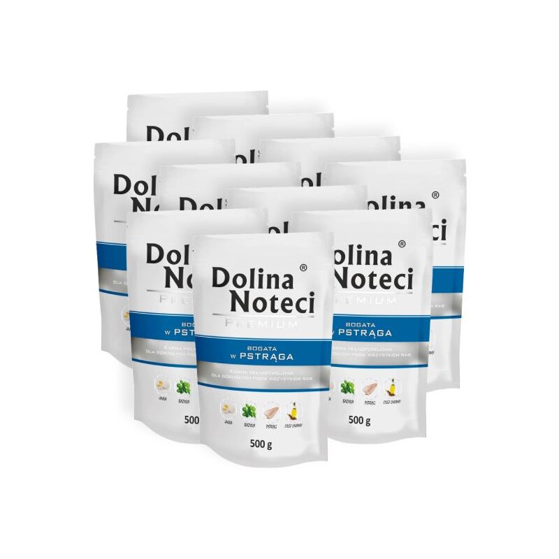Karma dla psa DOLINA NOTECI Premium bogata w pstrąga 10 x 500 g