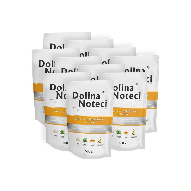 Karma dla psa DOLINA NOTECI Premium bogata w kaczkę z dynią 10 x 500 g