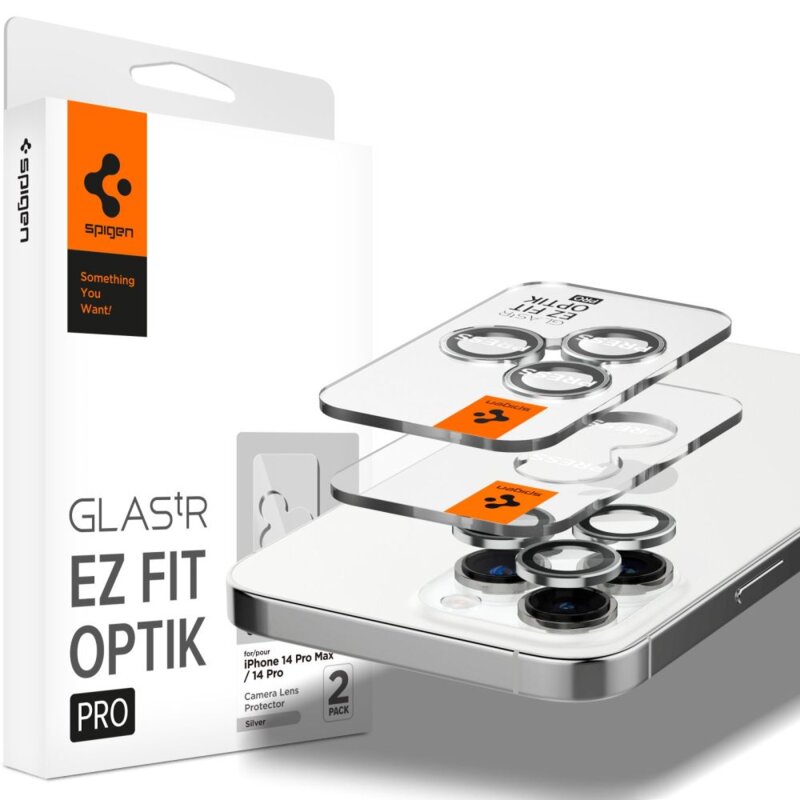 Szkło hartowane na obiektyw SPIGEN Optik.Tr Ez Fit do Apple iPhone 14 Pro/14 Pro Max Srebrny