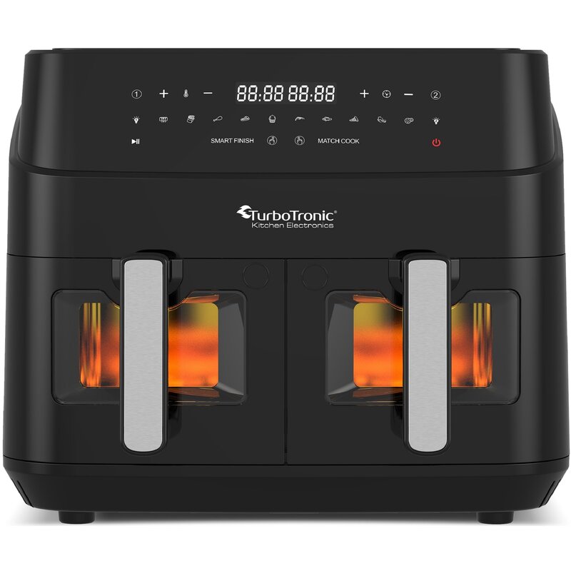 Air Fryer Frytkownica beztłuszczowa TURBOTRONIC TT-DAF6W Czarny 9l z podwójnym koszem