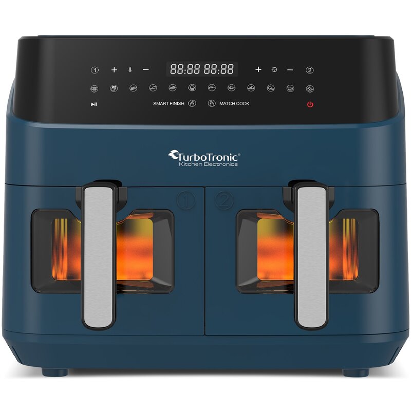 Air Fryer Frytkownica beztłuszczowa TURBOTRONIC TT-DAF6W Niebieski 9l z podwójnym koszem
