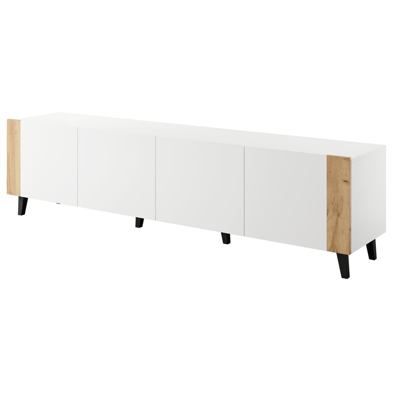 Szafka RTV FARO 200x42x52 biały mat + dąb craft