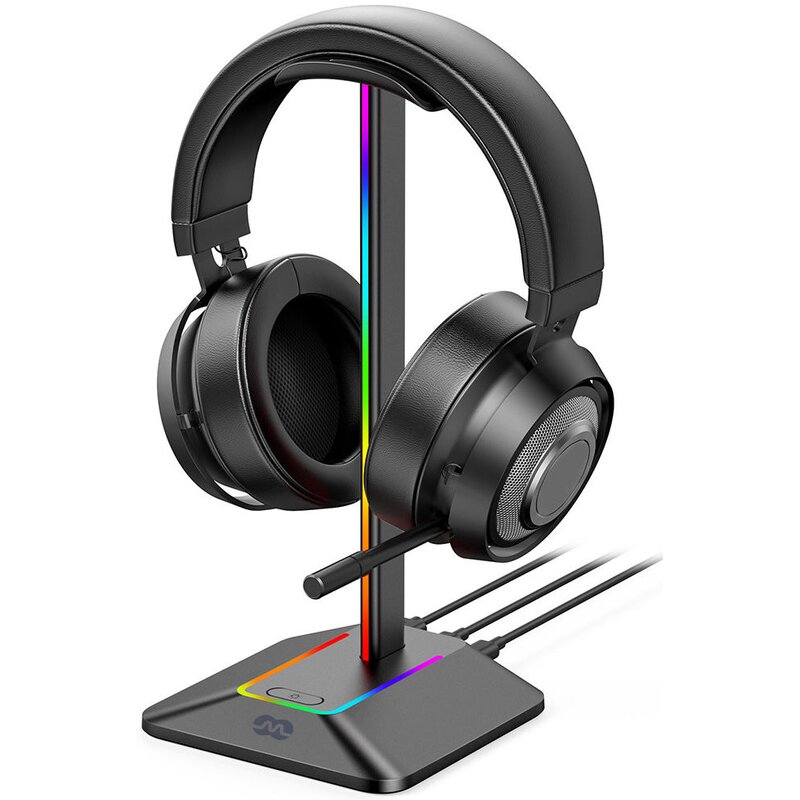 Stojak na słuchawki MOZOS D12 RGB Wbudowany HUB USB, Wysokość 242 mm