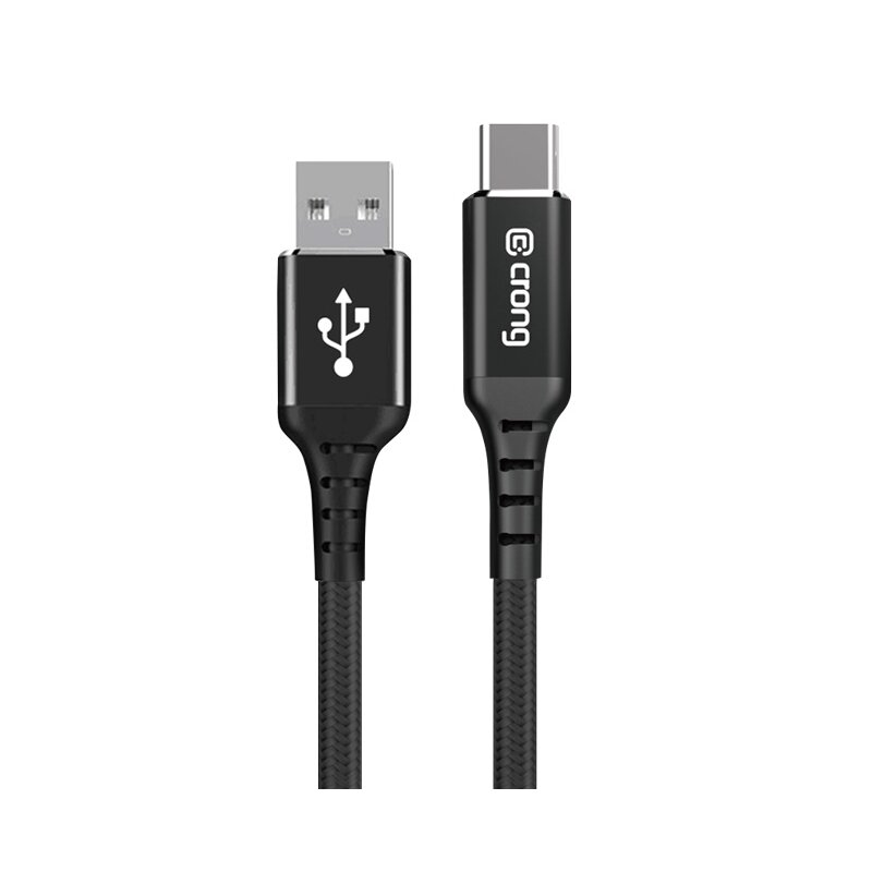Kabel USB - USB-C CRONG Armor Link 0.25 m Czarny