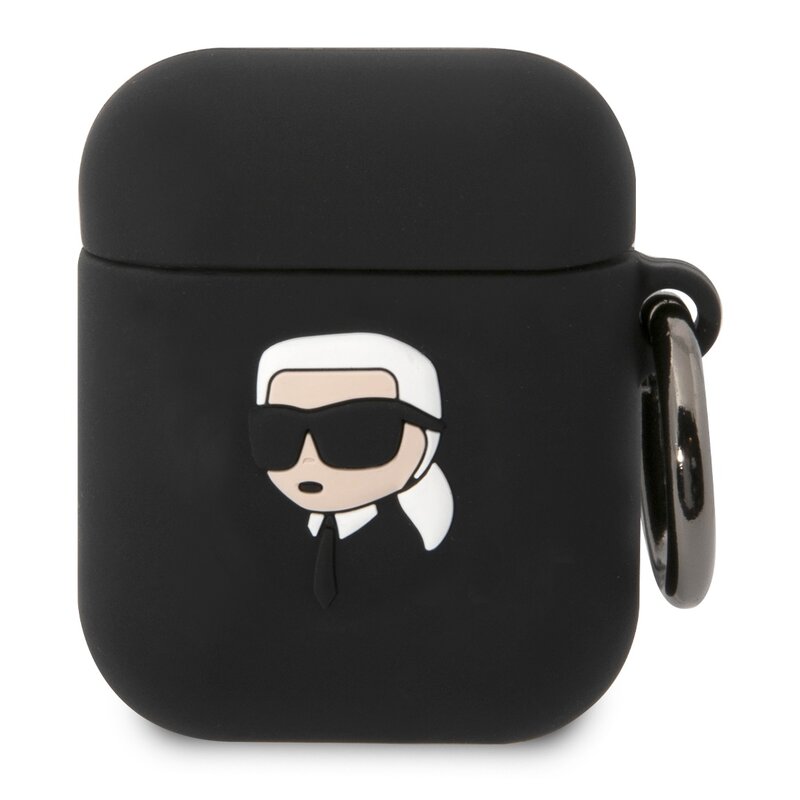 Etui na słuchawki KARL LAGERFELD Silicone Karl Head 3D do Apple AirPods 1/2 Czarny