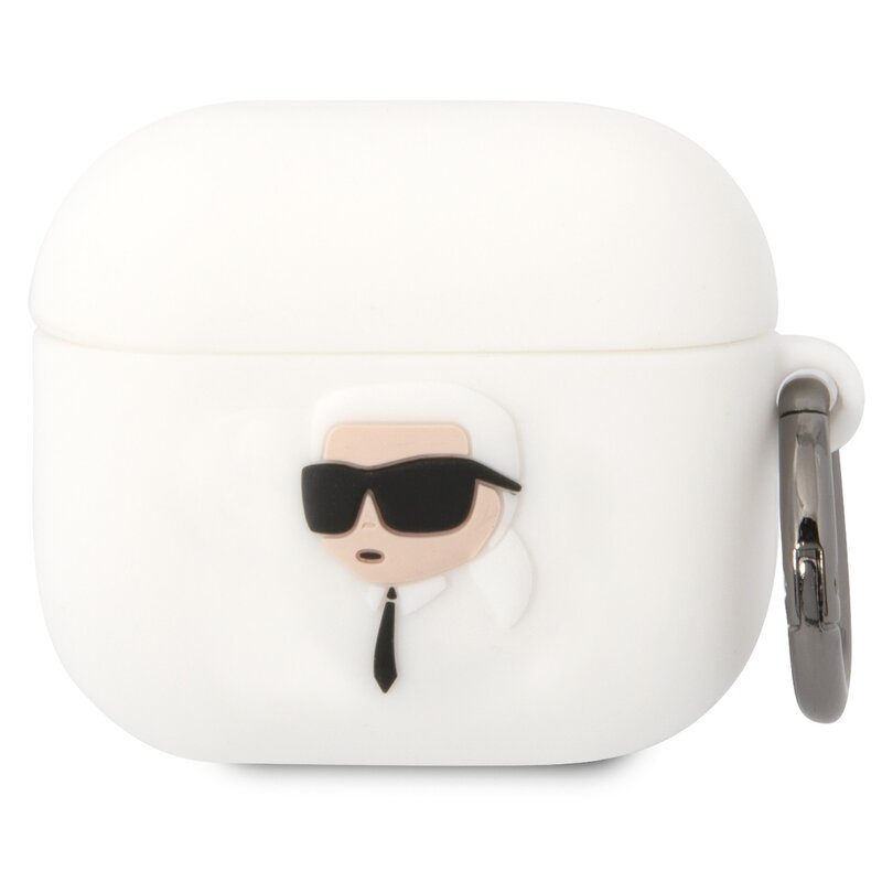 Etui na słuchawki KARL LAGERFELD Silicone Karl Head 3D do Apple AirPods 3 Biały