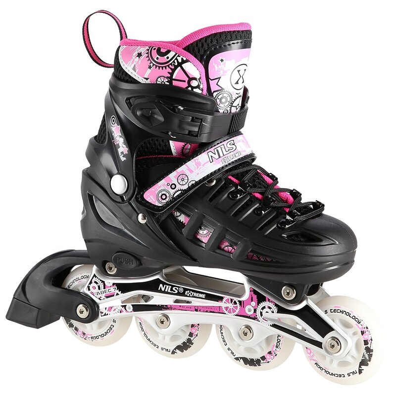 Łyżworolki NILS EXTREME NH10905 4w1 (rozmiar 31-34) Czarno-różowy