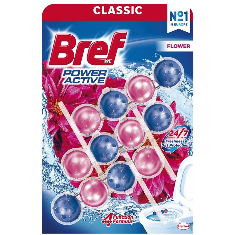 Kostka do WC BREF Power Aktiv Świeże kwiaty 3x50g