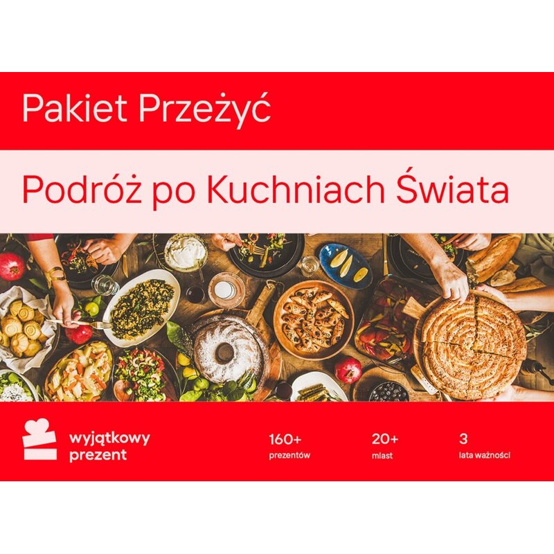 Karta podarunkowa WYJĄTKOWY PREZENT Pakiet Przeżyć Podróż Po Kuchniach Świata