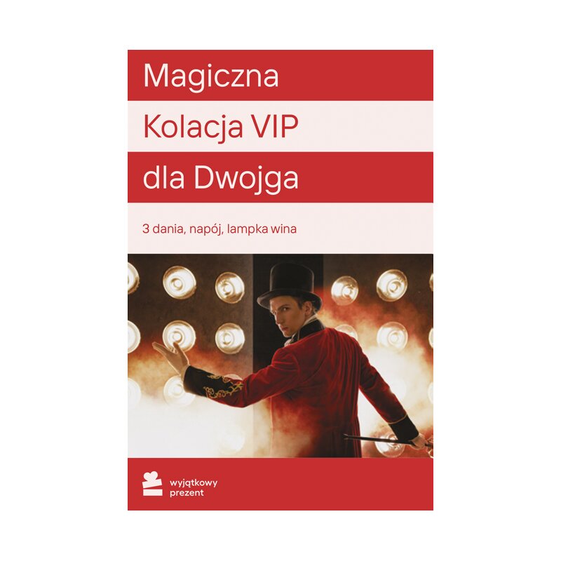 Karta podarunkowa WYJĄTKOWY PREZENT Magiczna Kolacja VIP dla Dwojga - Wieczór z Pokazem Iluzji