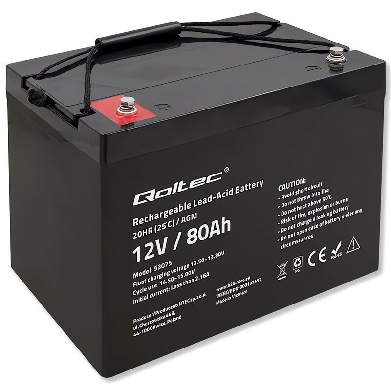 Akumulator QOLTEC 53075 80Ah 12V